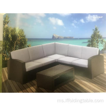 L bentuk set sofa plastik luar